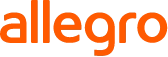 Pomarańczowy logotyp Allegro na czarnym tle.
